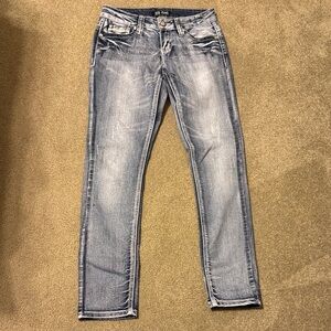 ZCO Jeans Womens Reinestones & Embroidered Blue Denim Blue Jeans